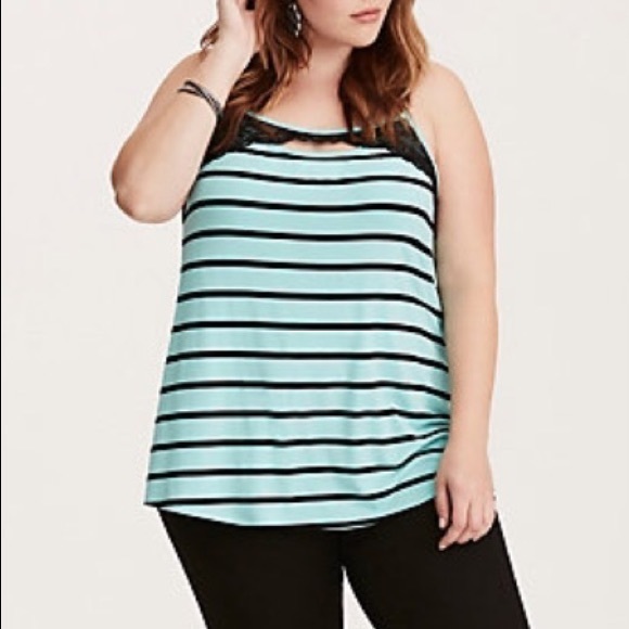 Torrid Striped Lace Keyhole Cami Size 3 - Picture 8 of 9